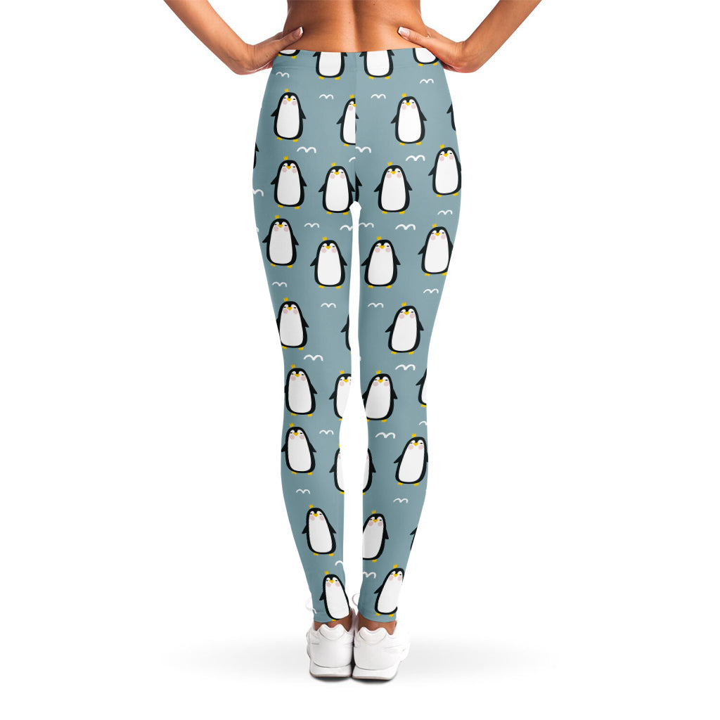 Cartoon Emperor Penguin Pattern Print Women's Leggings