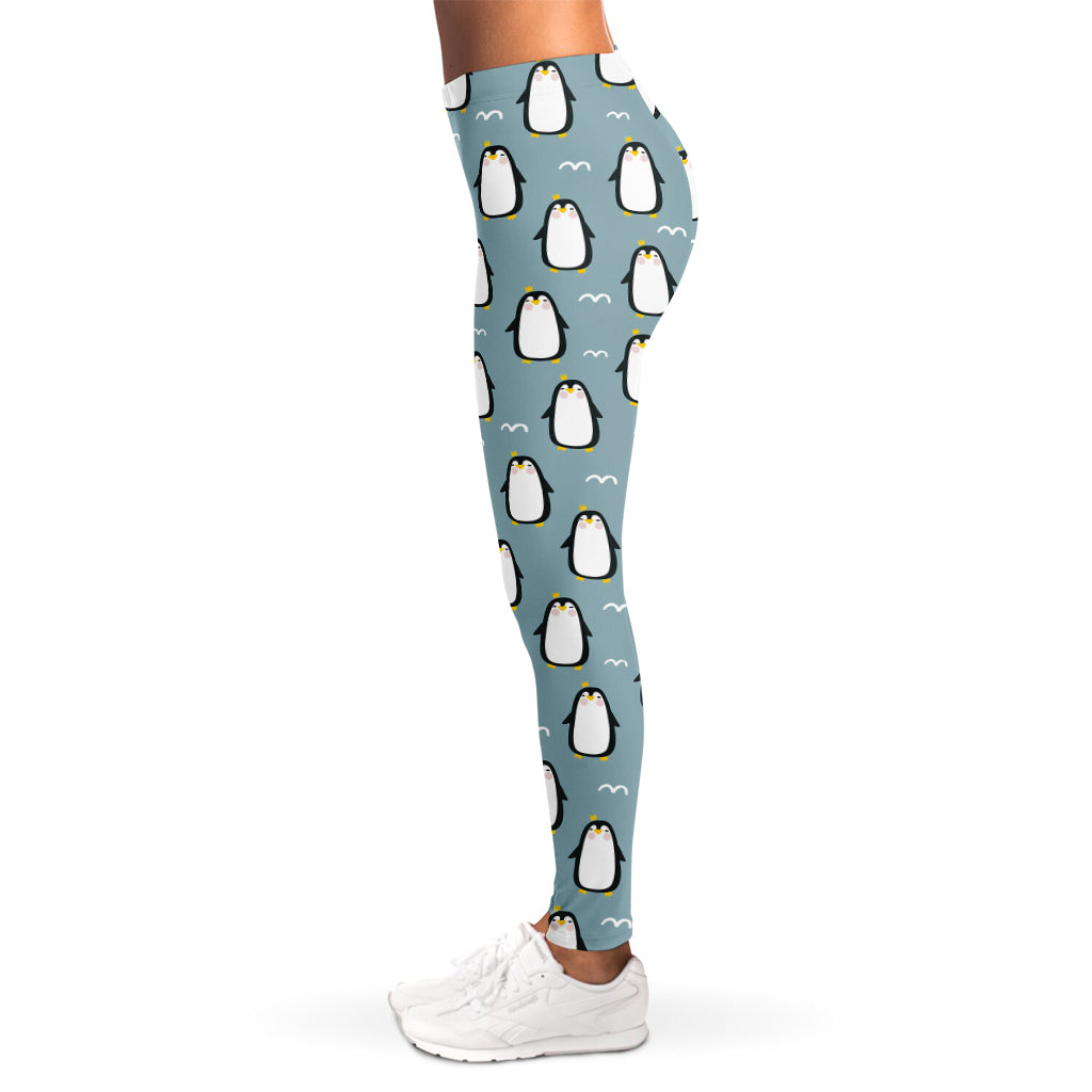 Cartoon Emperor Penguin Pattern Print Women's Leggings