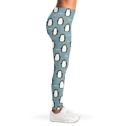 Cartoon Emperor Penguin Pattern Print Women's Leggings