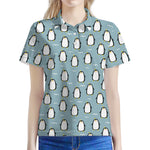 Cartoon Emperor Penguin Pattern Print Women's Polo Shirt