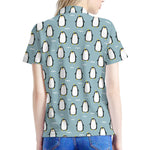 Cartoon Emperor Penguin Pattern Print Women's Polo Shirt