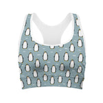 Cartoon Emperor Penguin Pattern Print Women's Sports Bra