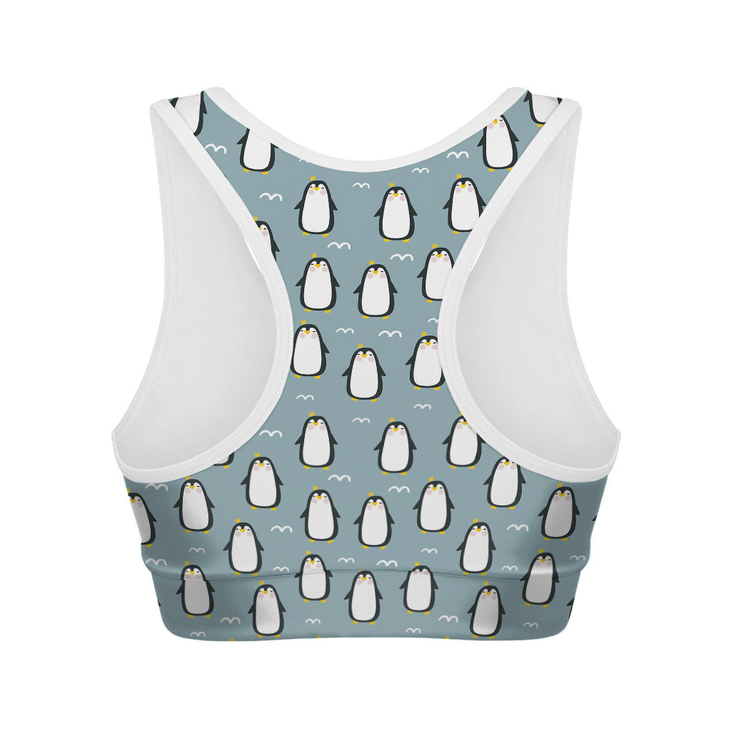 Cartoon Emperor Penguin Pattern Print Women's Sports Bra