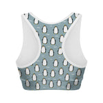 Cartoon Emperor Penguin Pattern Print Women's Sports Bra