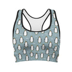 Cartoon Emperor Penguin Pattern Print Women's Sports Bra
