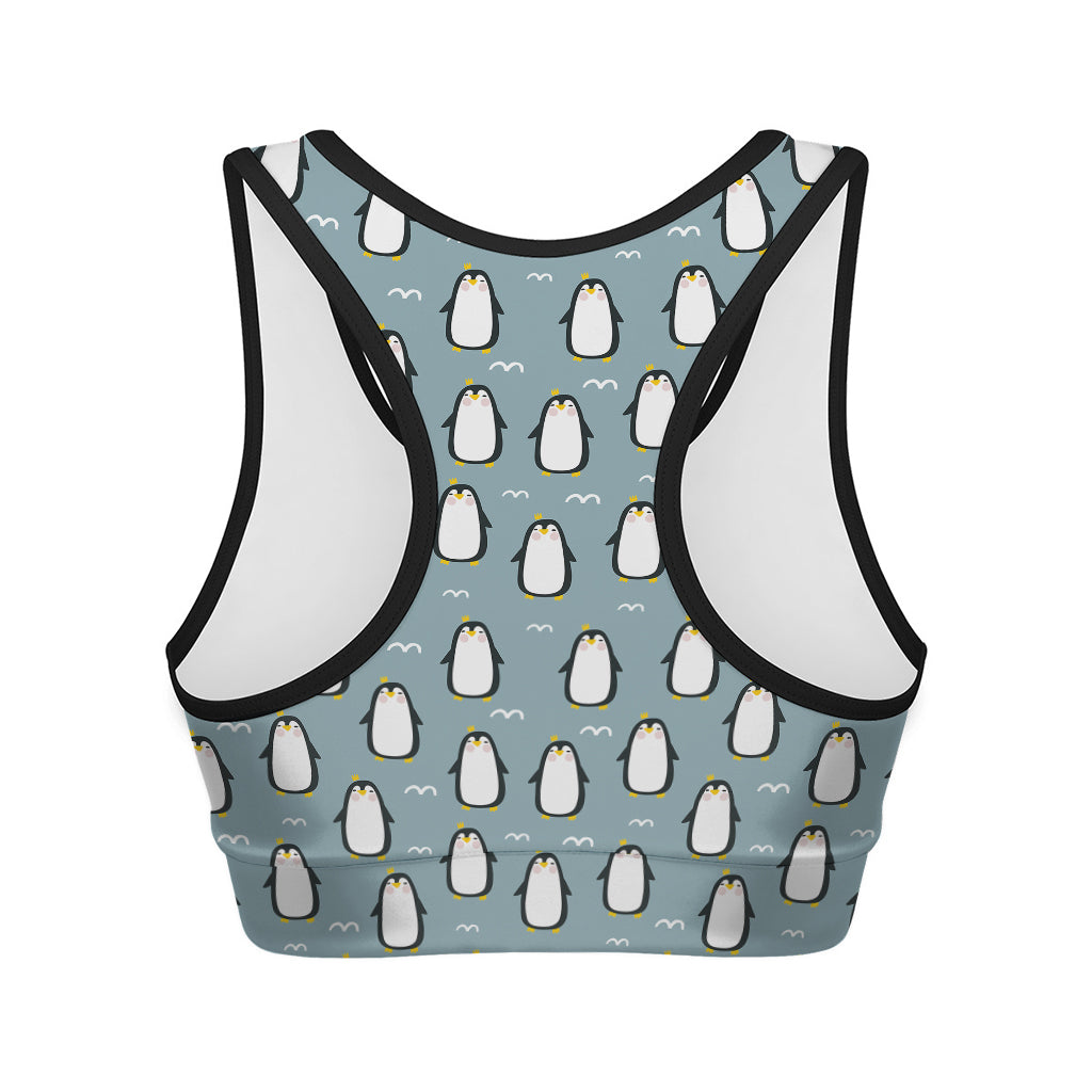Cartoon Emperor Penguin Pattern Print Women's Sports Bra