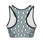 Cartoon Emperor Penguin Pattern Print Women's Sports Bra