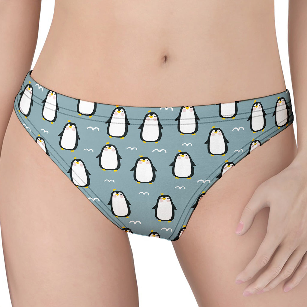 Cartoon Emperor Penguin Pattern Print Women's Thong