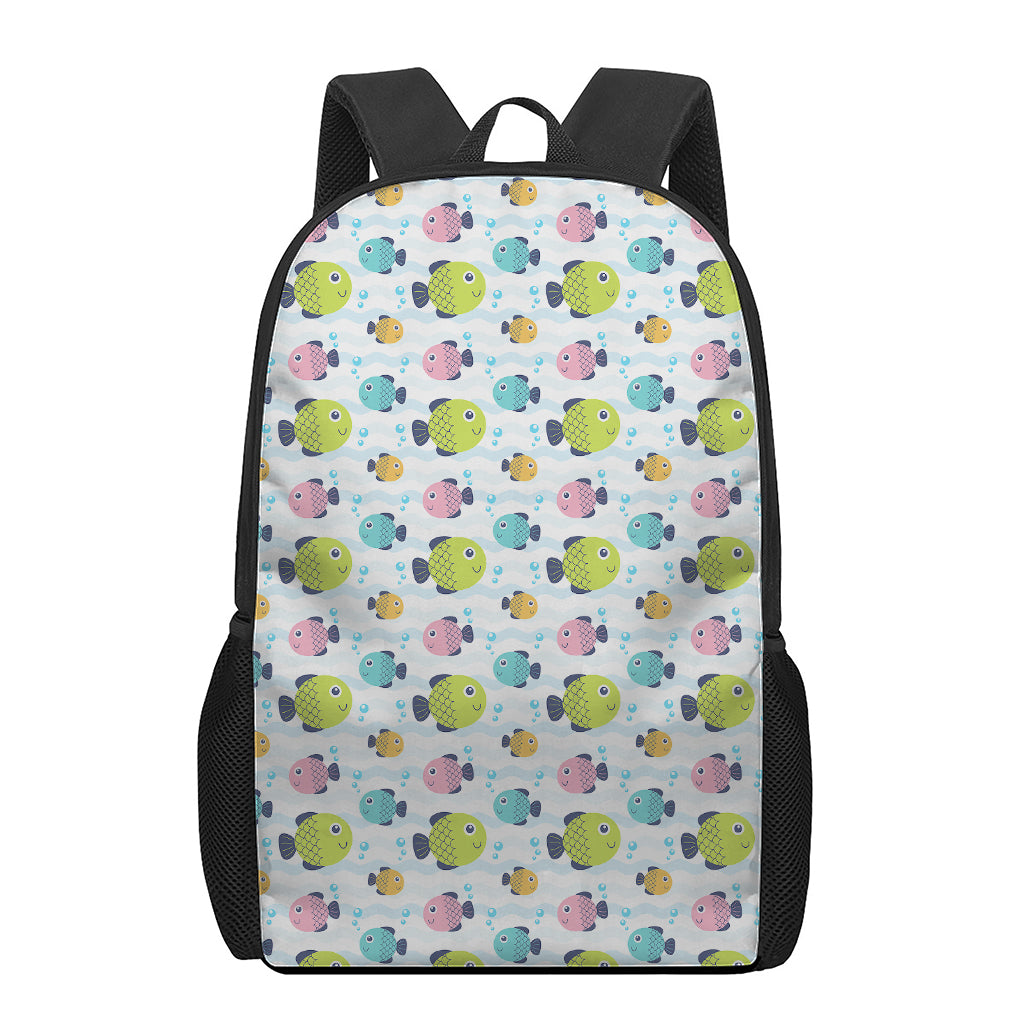 Cartoon Fish Pattern Print 17 Inch Backpack