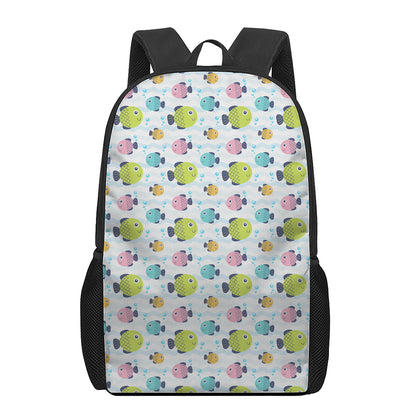 Cartoon Fish Pattern Print 17 Inch Backpack