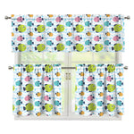Cartoon Fish Pattern Print 3 Piece Kitchen Curtains