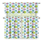 Cartoon Fish Pattern Print 3 Piece Kitchen Curtains