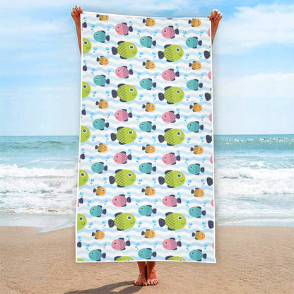 Cartoon Fish Pattern Print Beach Towel