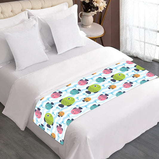 Cartoon Fish Pattern Print Bed Runner