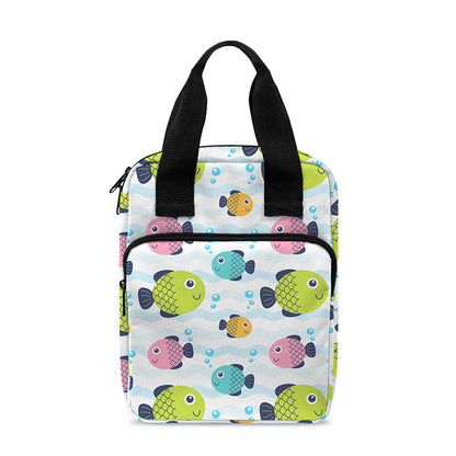 Cartoon Fish Pattern Print Bible Tote Bag