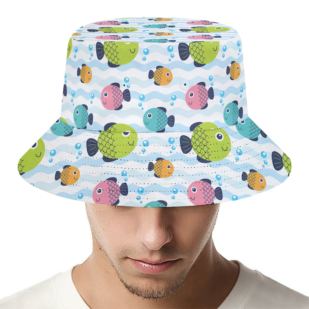 Cartoon Fish Pattern Print Bucket Hat