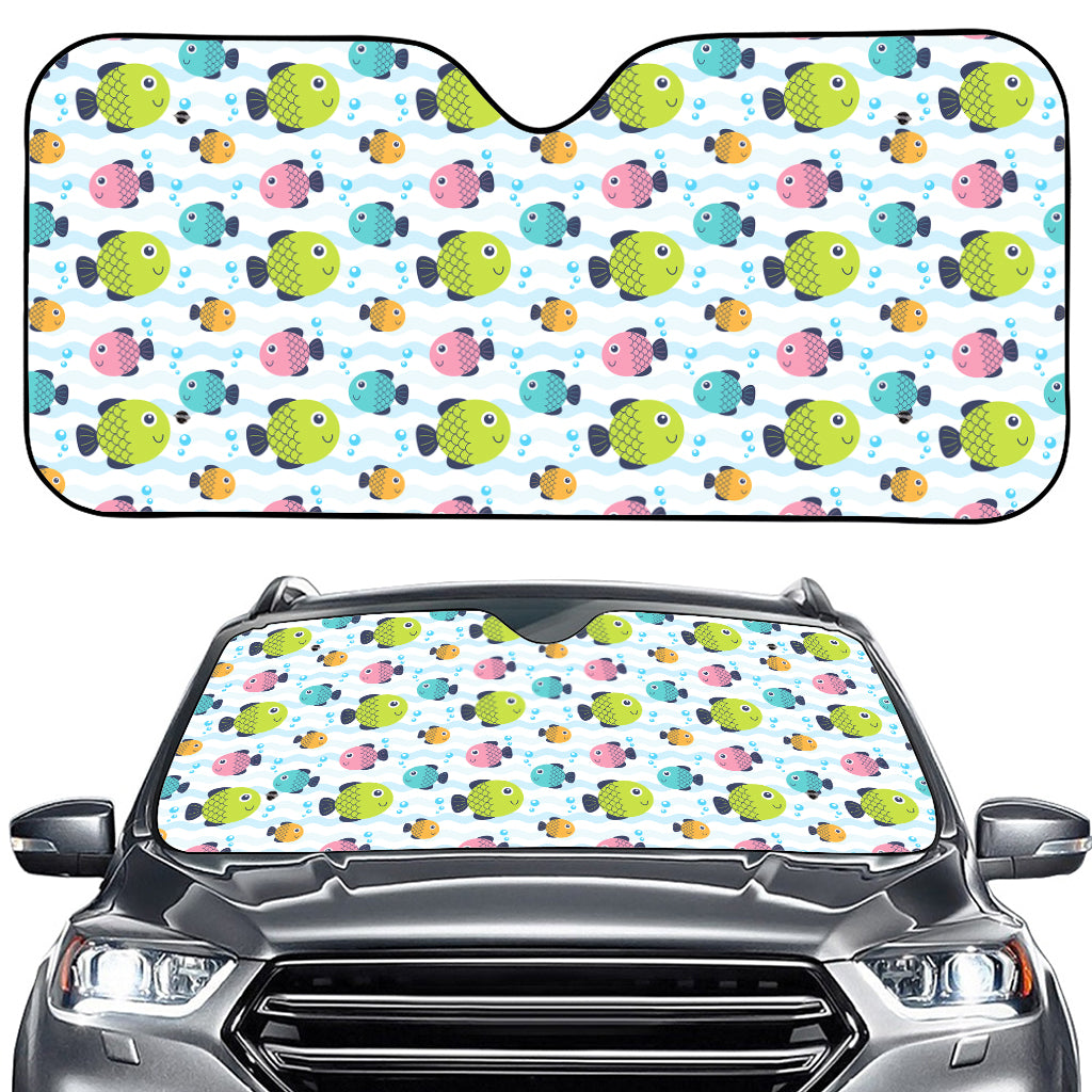 Cartoon Fish Pattern Print Car Windshield Sun Shade