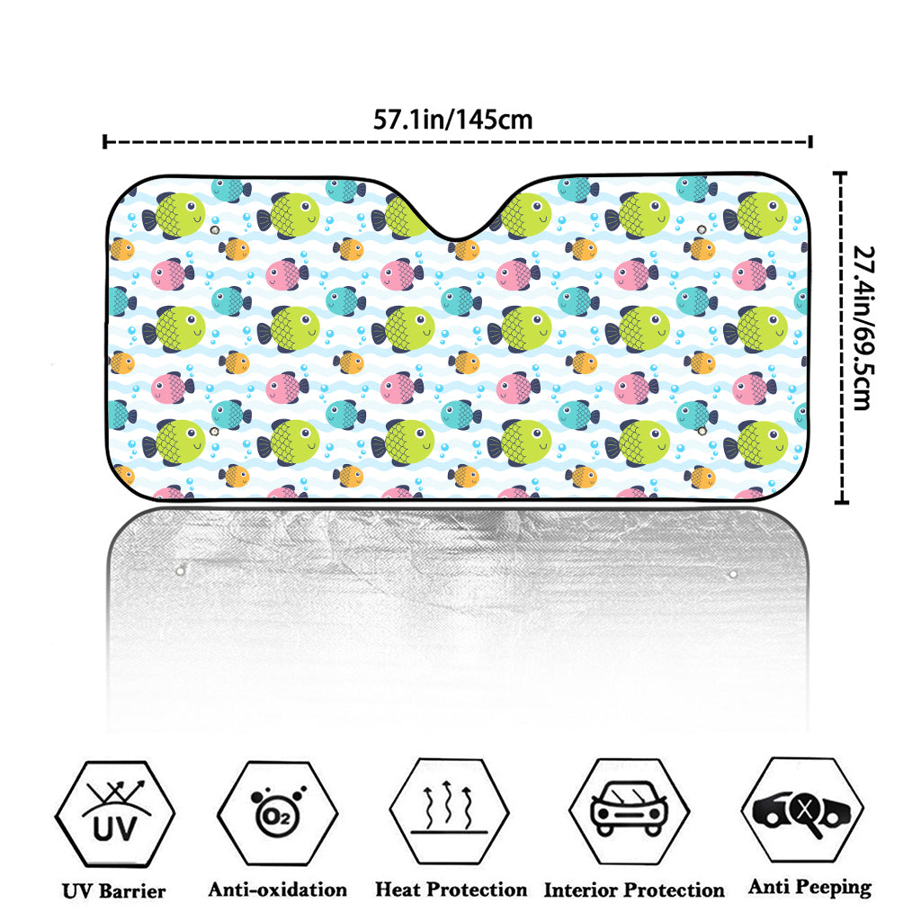 Cartoon Fish Pattern Print Car Windshield Sun Shade