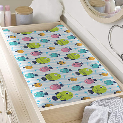 Cartoon Fish Pattern Print Changing Pad Cover