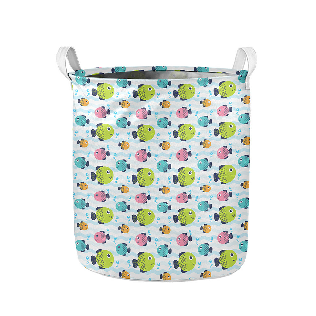 Cartoon Fish Pattern Print Collapsible Laundry Basket