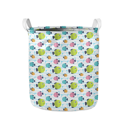 Cartoon Fish Pattern Print Collapsible Laundry Basket
