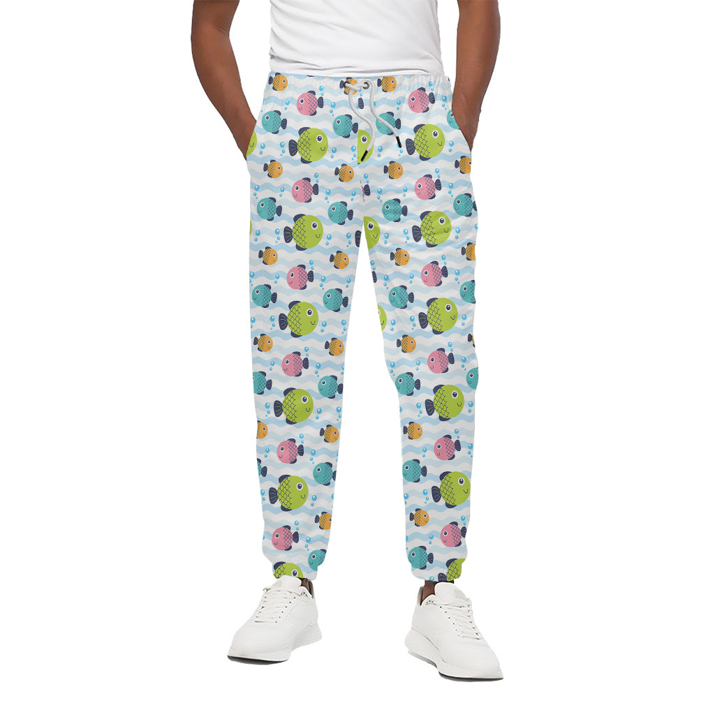 Cartoon Fish Pattern Print Cotton Pants