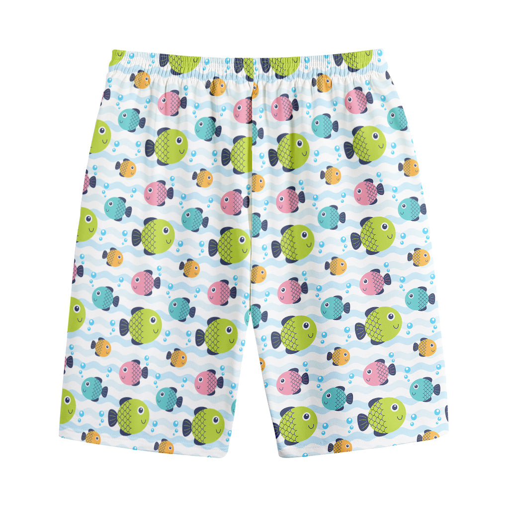 Cartoon Fish Pattern Print Cotton Shorts