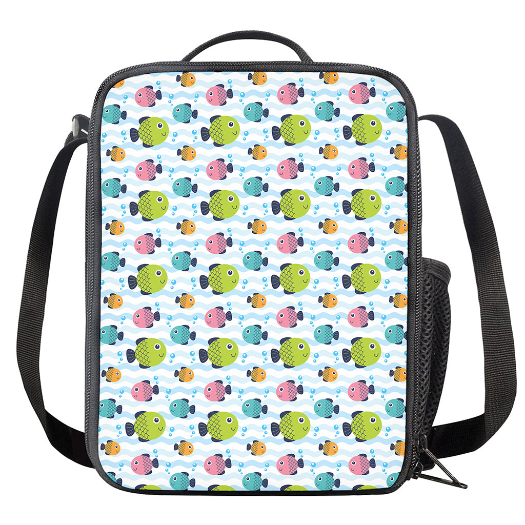 Cartoon Fish Pattern Print Crossbody Lunch Bag