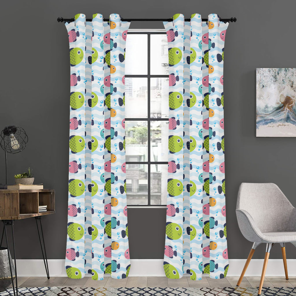 Cartoon Fish Pattern Print Curtain