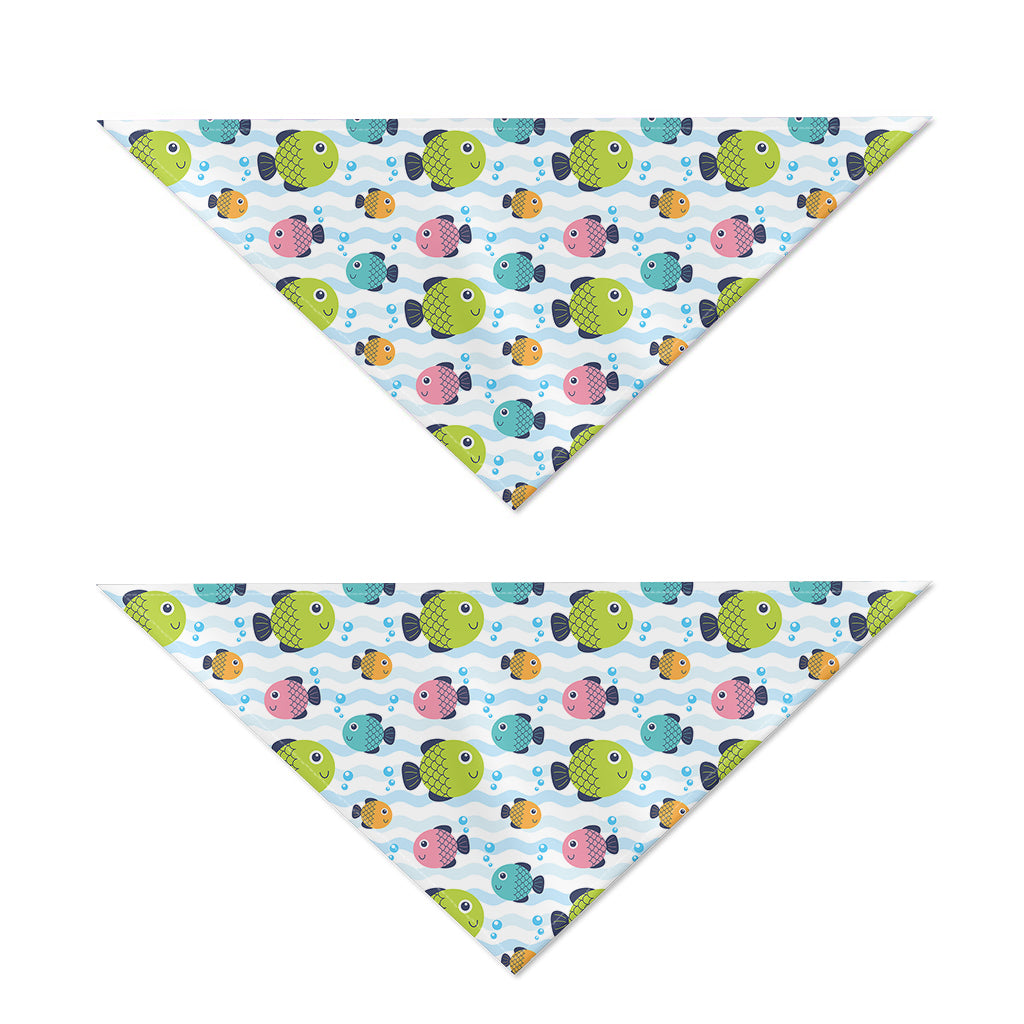 Cartoon Fish Pattern Print Dog Bandana