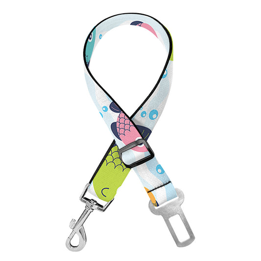 Cartoon Fish Pattern Print Dog Seat Belt