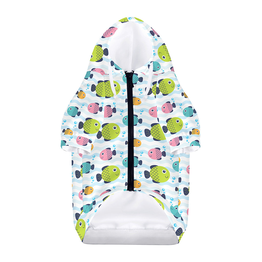Cartoon Fish Pattern Print Dog Zip Up Hoodie