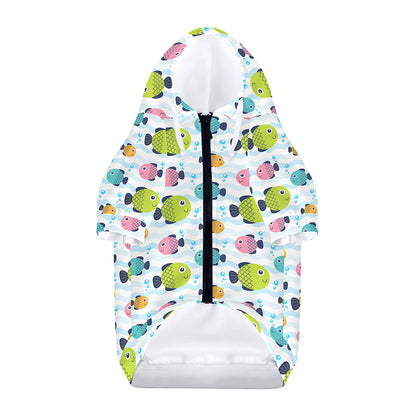 Cartoon Fish Pattern Print Dog Zip Up Hoodie