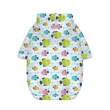 Cartoon Fish Pattern Print Dog Zip Up Hoodie