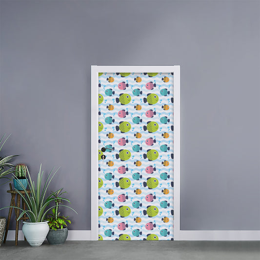 Cartoon Fish Pattern Print Door Sticker