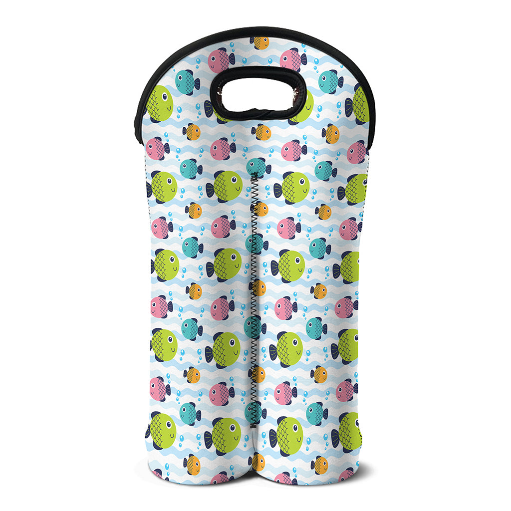 Cartoon Fish Pattern Print Double Neoprene Wine Tote