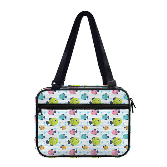 Cartoon Fish Pattern Print Double Strap Bible Bag