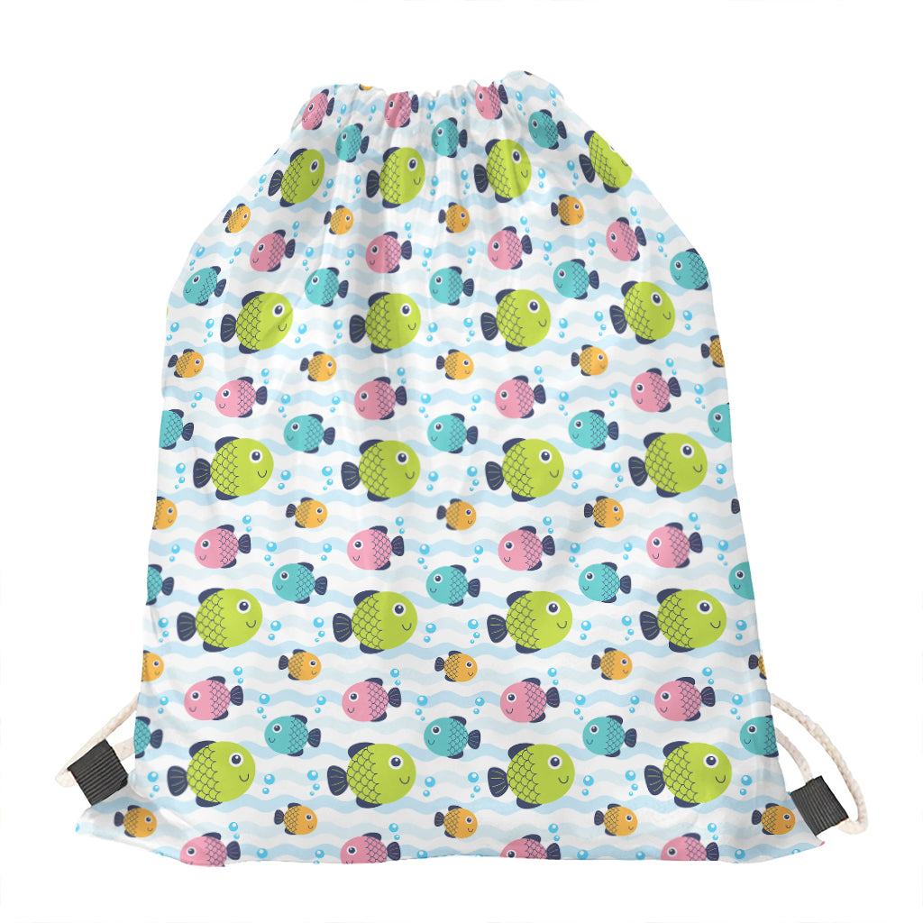 Cartoon Fish Pattern Print Drawstring Bag