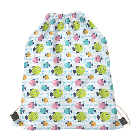 Cartoon Fish Pattern Print Drawstring Bag