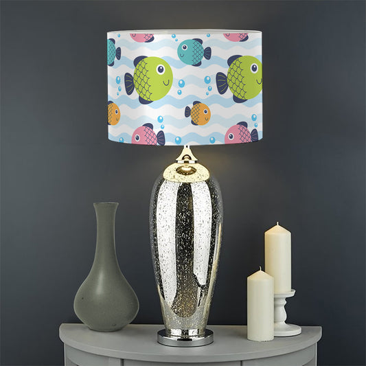 Cartoon Fish Pattern Print Drum Lamp Shade