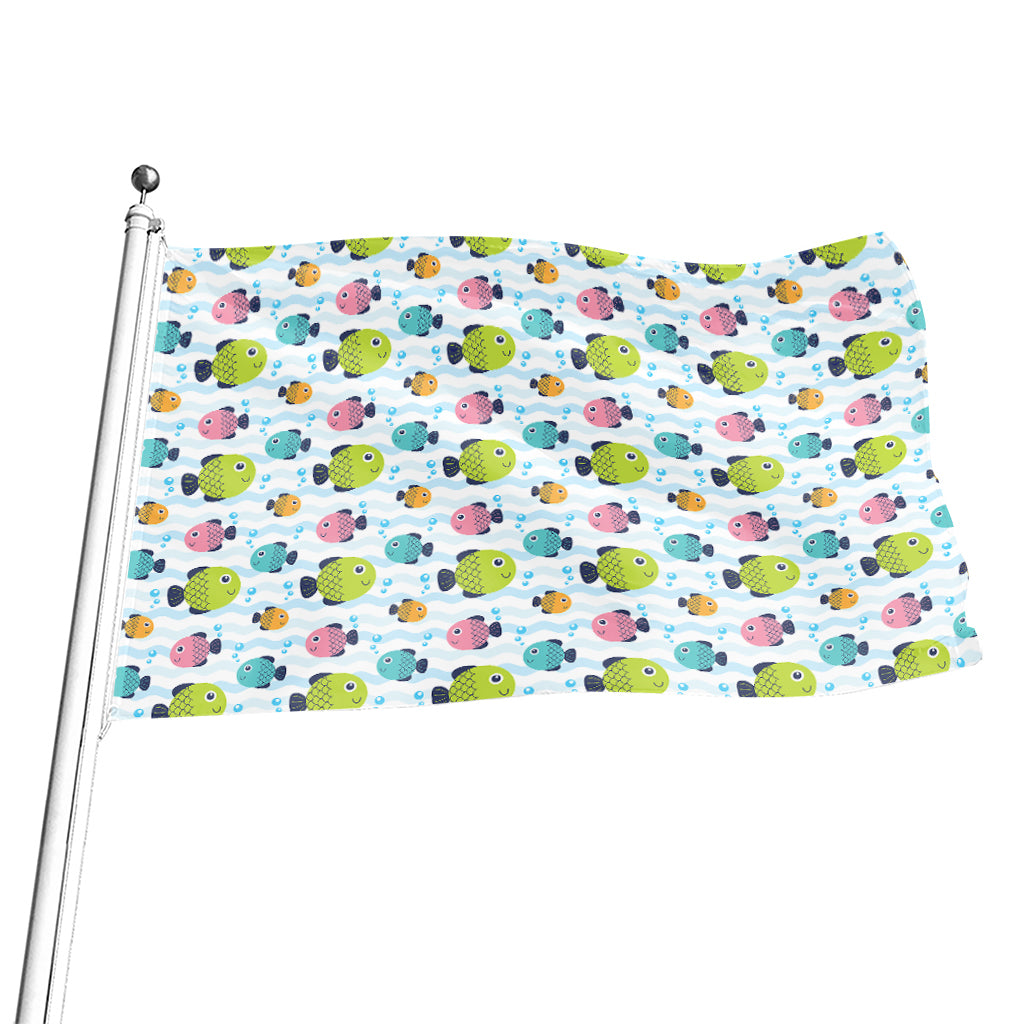 Cartoon Fish Pattern Print Flag