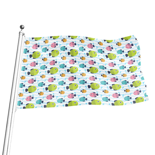 Cartoon Fish Pattern Print Flag