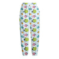 Cartoon Fish Pattern Print Fleece Lined Knit Pants