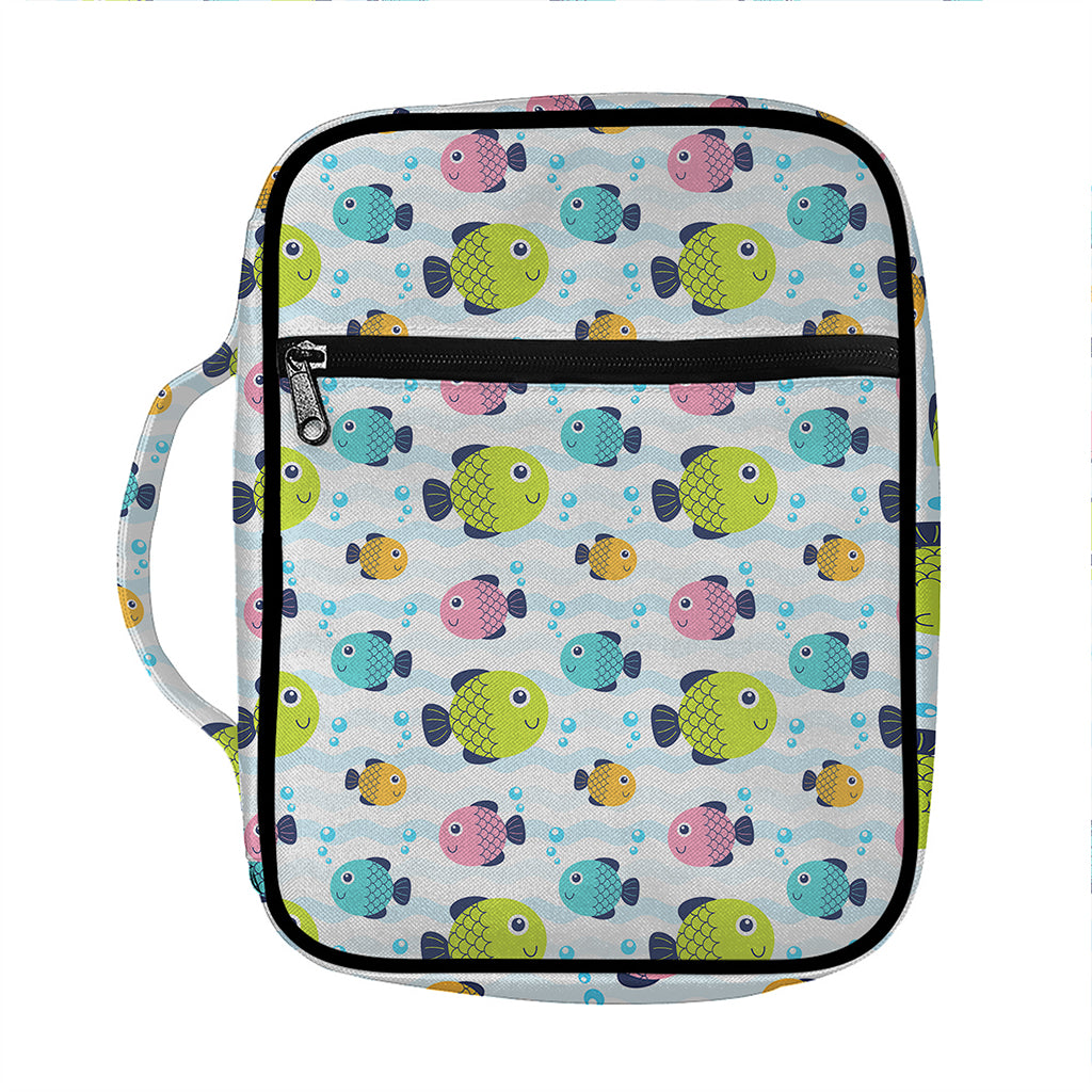 Cartoon Fish Pattern Print Front Pocket Bible Bag