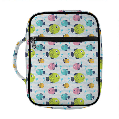 Cartoon Fish Pattern Print Front Pocket Bible Bag