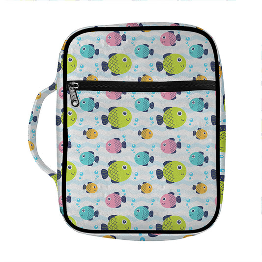 Cartoon Fish Pattern Print Front Pocket Bible Bag