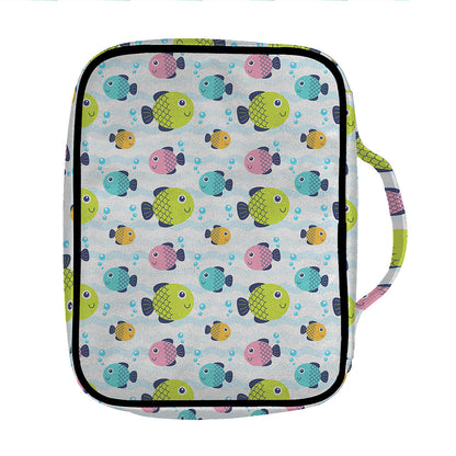 Cartoon Fish Pattern Print Front Pocket Bible Bag