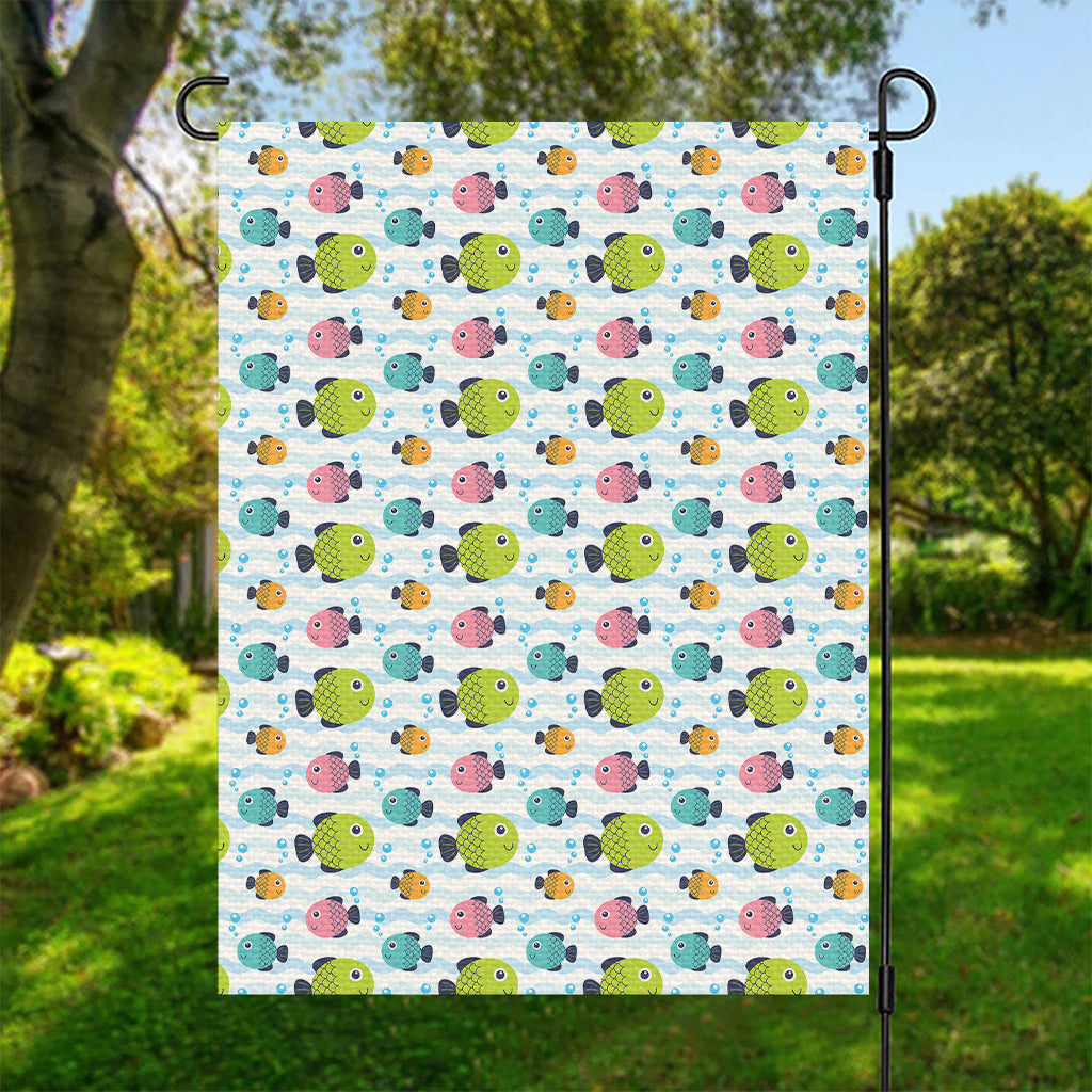 Cartoon Fish Pattern Print Garden Flag