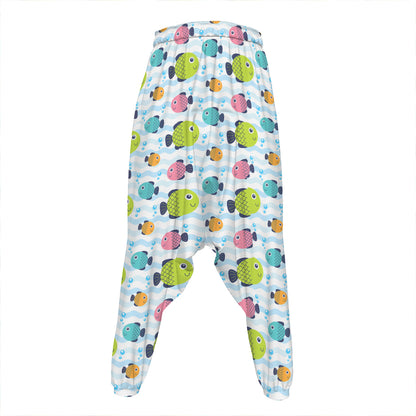 Cartoon Fish Pattern Print Hammer Pants