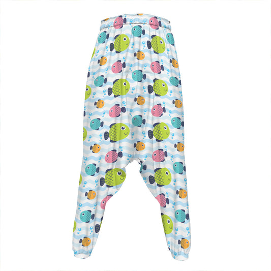 Cartoon Fish Pattern Print Hammer Pants